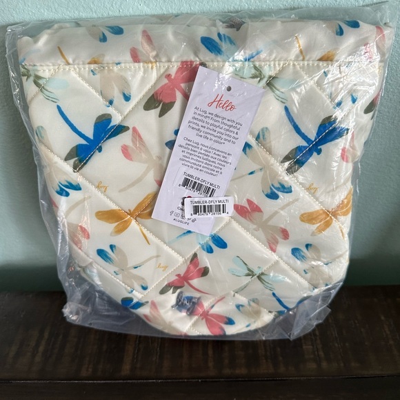 ✨ NWT Lug Tumbler Storage Cosmetic Pouch in Dragonfly Multi ✨ - Picture 7 of 8